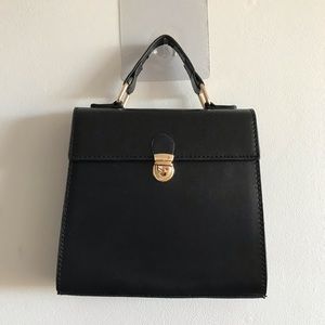 Black vintage inspired faux leather purse